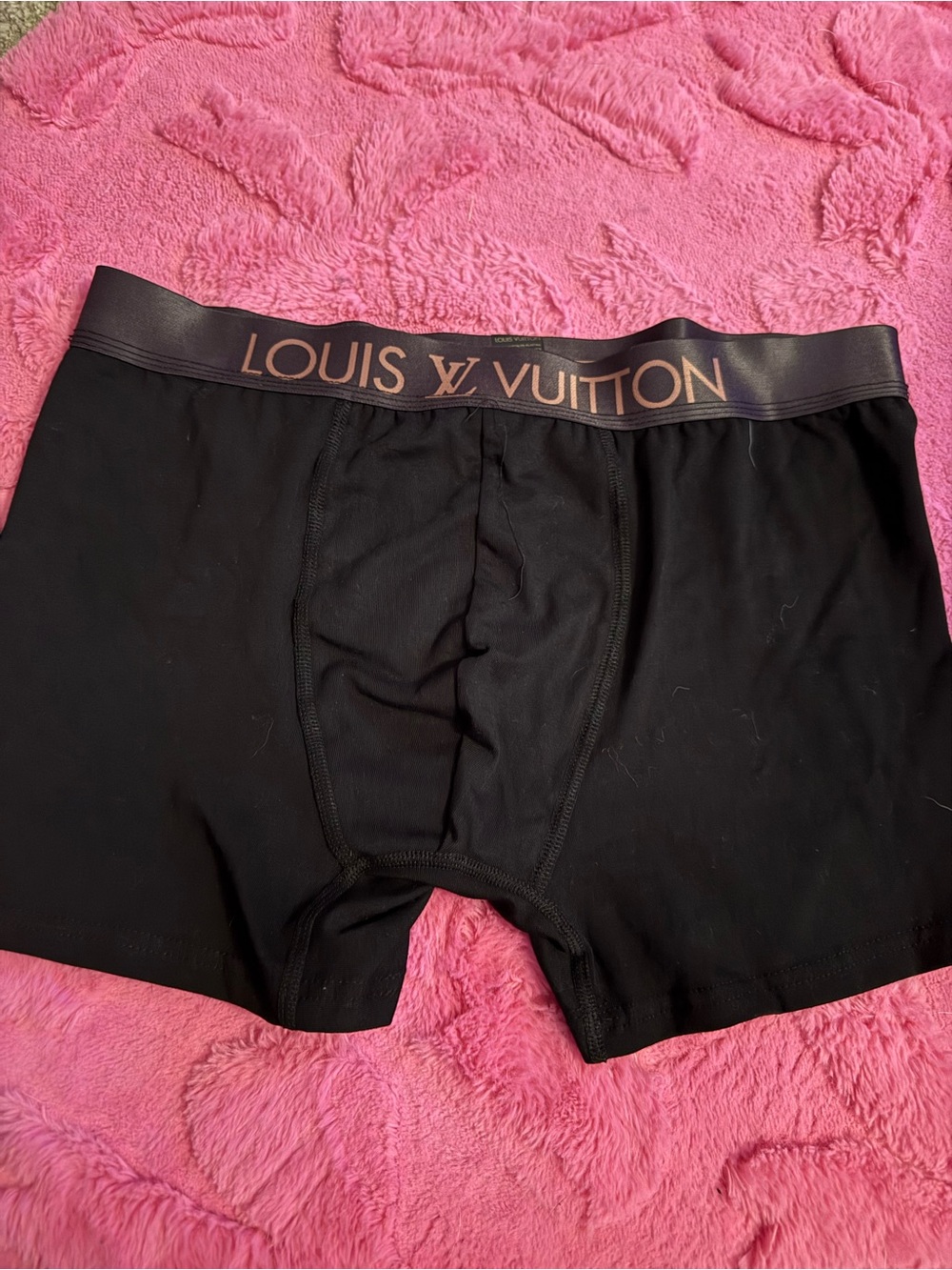 3 Louis Vuitton Black Boxers Briefs with Bronze Logo Waistband